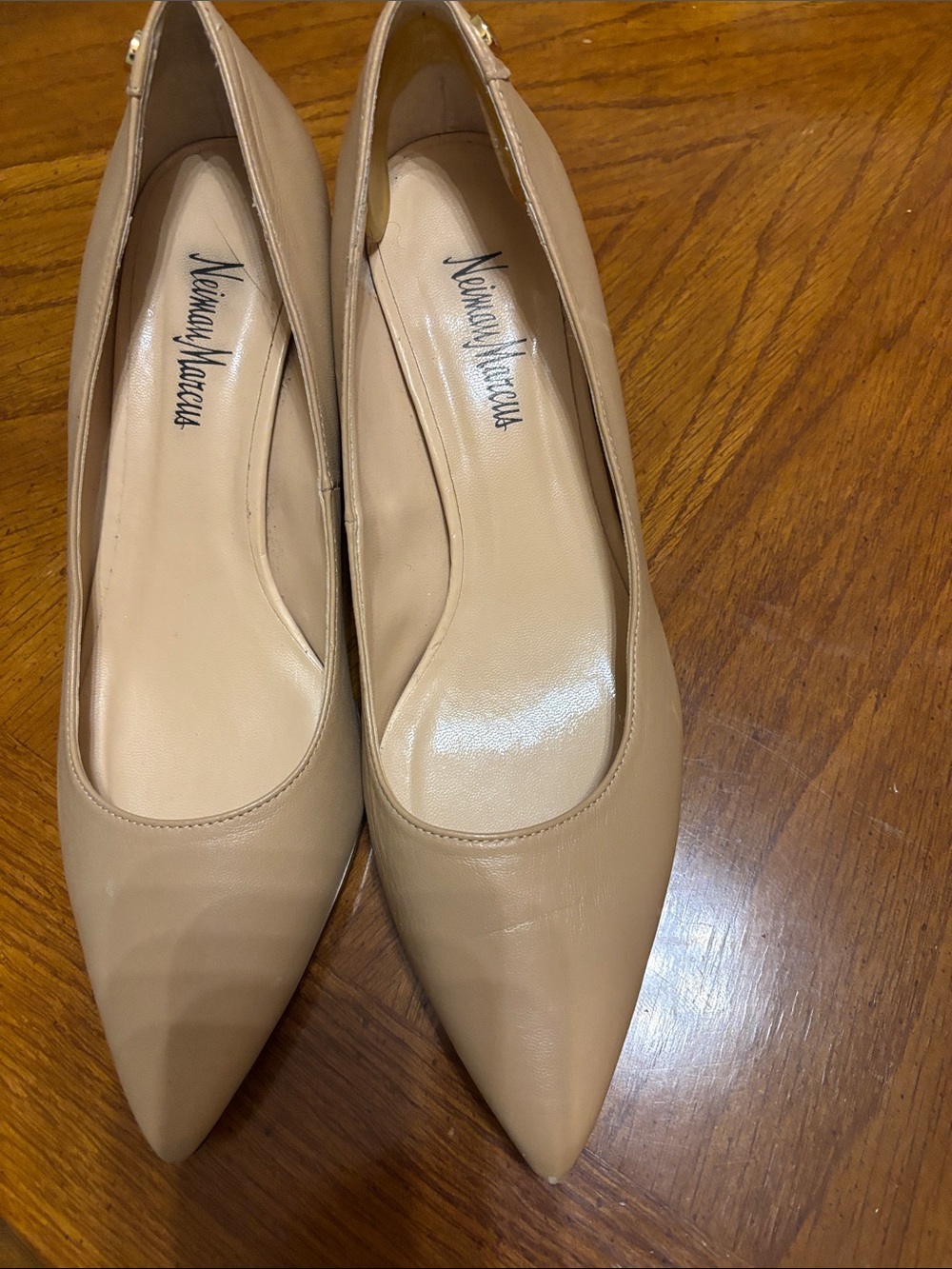 Neiman Marcus Beige Pointed-Toe Heels